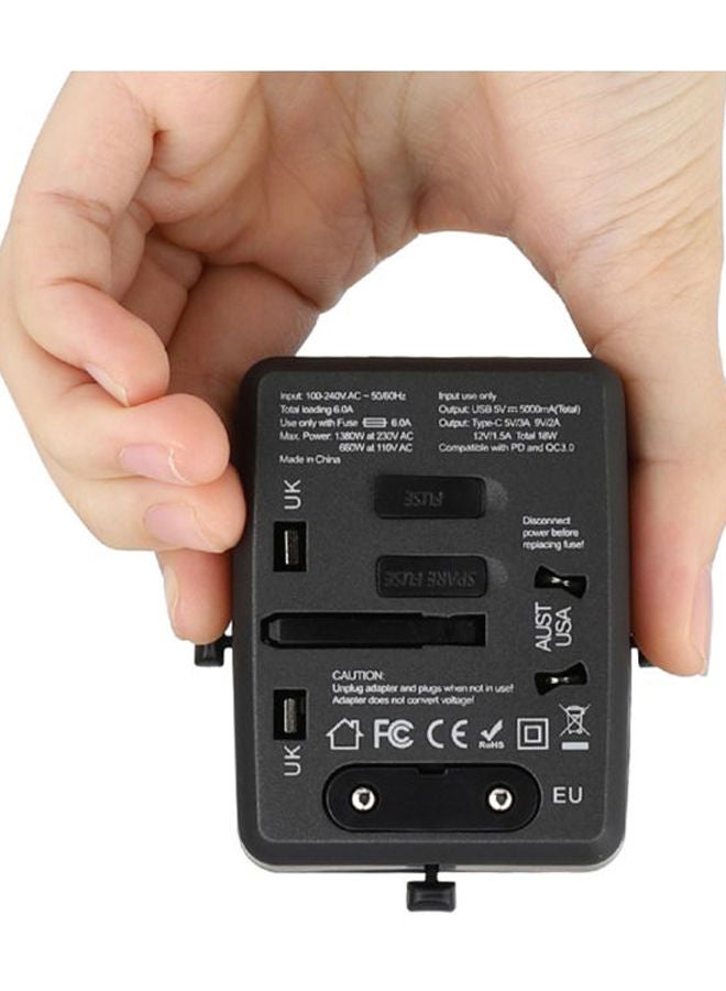NIBEMINENT Universal Travel USB Adapter Black  - Image 4