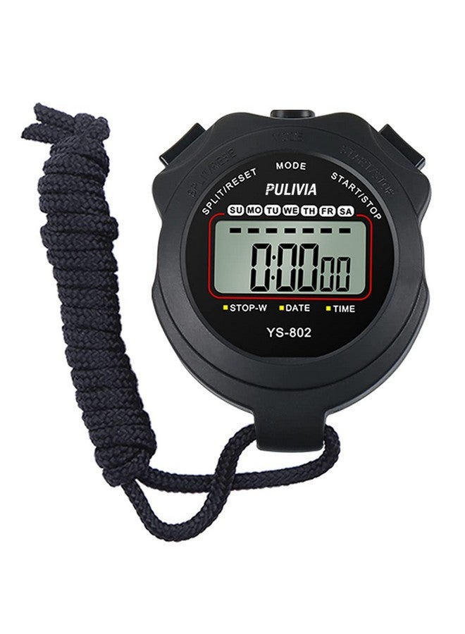 PULIVIA Sports Stopwatch Timer Single Lap Split Digital Stopwatch For Coaches Swimming Running Sport Training Stopwatch, Black - Image 1