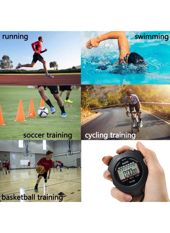 PULIVIA Sports Stopwatch Timer Single Lap Split Digital Stopwatch For Coaches Swimming Running Sport Training Stopwatch, Black - Image 3
