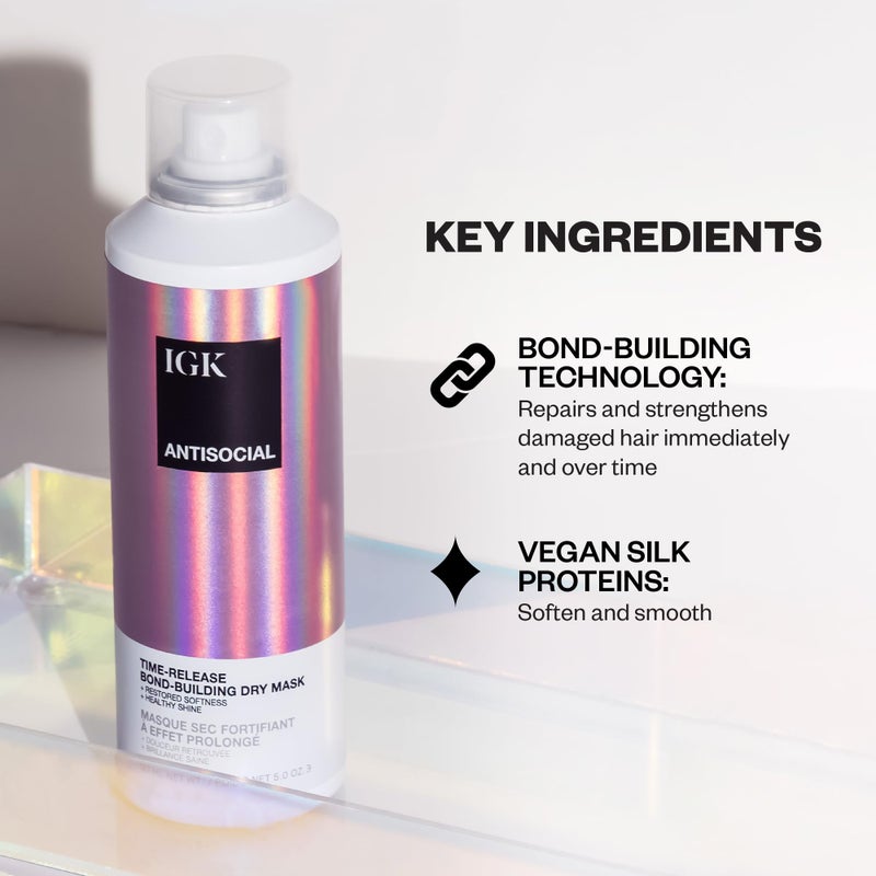 iGK قناع الشعر الجاف IGK أنتي سوشيال - قناع ليلي يترك على الشعر | علاج لبناء الروابط للشعر الجاف | ترطيب ولمعان طوال الليل | يصلح، ينعّم ومثالي للإضافات - Image 3