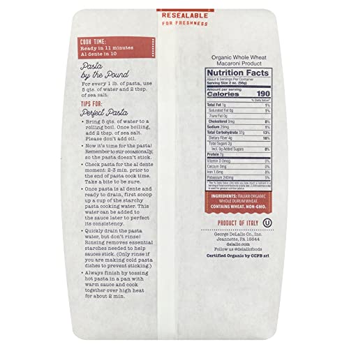 DeLallo Pasta Whole Wheat Fusilli  27 16 oz - Image 5