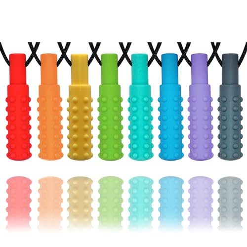 Hoaisun Sensory Chew Necklaces for Boys and Girls, 8 Pack Chew Necklace for Sensory Kids with Autism, ADHD, SPD, Biting, Silicone Oral Sensory Toys for Autism Adults Reduce Chewing Anxiety Fidget - Image 1