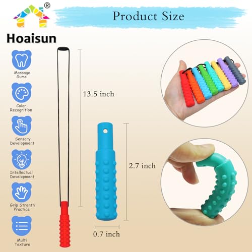 Hoaisun Sensory Chew Necklaces for Boys and Girls, 8 Pack Chew Necklace for Sensory Kids with Autism, ADHD, SPD, Biting, Silicone Oral Sensory Toys for Autism Adults Reduce Chewing Anxiety Fidget - Image 4