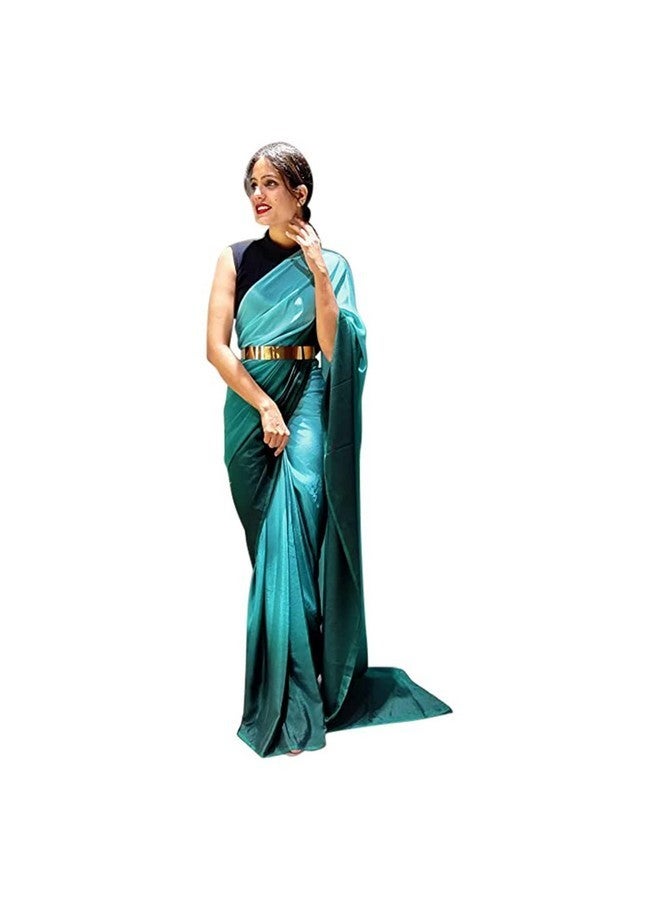 shiv textiles ساري جاهز للارتداء للنساء مع حزام ذهبي أو بلوزة غير مخيطة (ST-R-1-Rاما) - Image 2