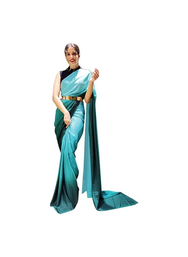 shiv textiles ساري جاهز للارتداء للنساء مع حزام ذهبي أو بلوزة غير مخيطة (ST-R-1-Rاما) - Image 3