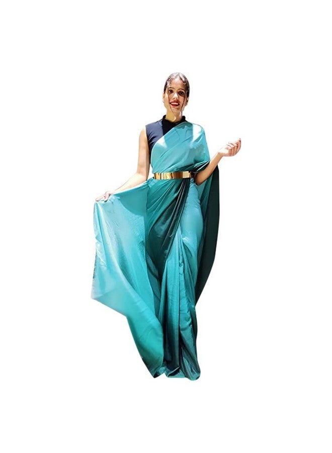 shiv textiles ساري جاهز للارتداء للنساء مع حزام ذهبي أو بلوزة غير مخيطة (ST-R-1-Rاما) - Image 4
