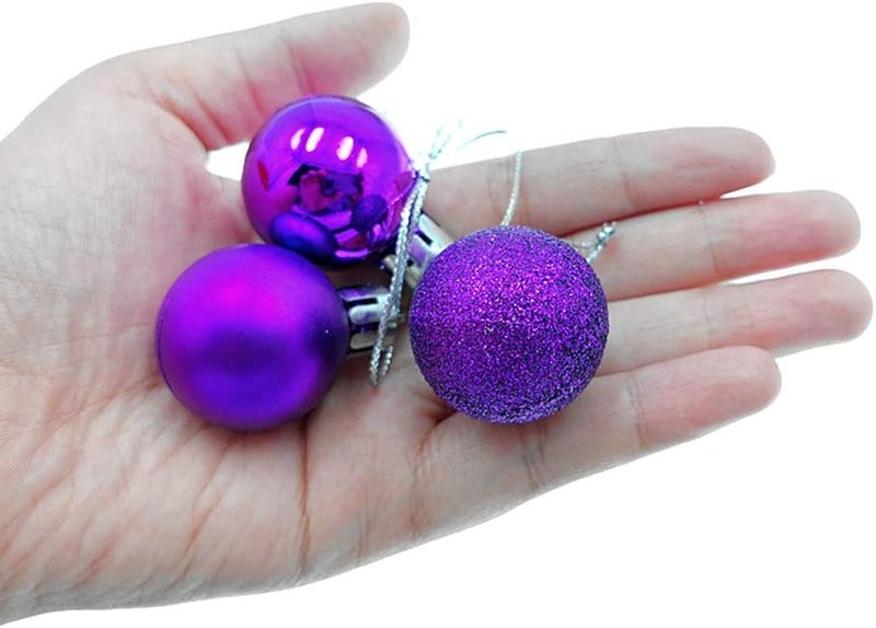 ALIMITOPIA 24pcs Christmas Ball Baubles 1.2 inches Shatterproof Plastic Hanging Balls Pendant for Xmas Tree Decoration (Tiny Size;Purple) - Image 4