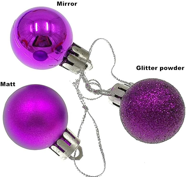 ALIMITOPIA 24pcs Christmas Ball Baubles 1.2 inches Shatterproof Plastic Hanging Balls Pendant for Xmas Tree Decoration (Tiny Size;Purple) - Image 3