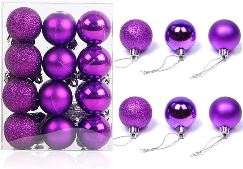 ALIMITOPIA 24pcs Christmas Ball Baubles 1.2 inches Shatterproof Plastic Hanging Balls Pendant for Xmas Tree Decoration (Tiny Size;Purple) - Image 1