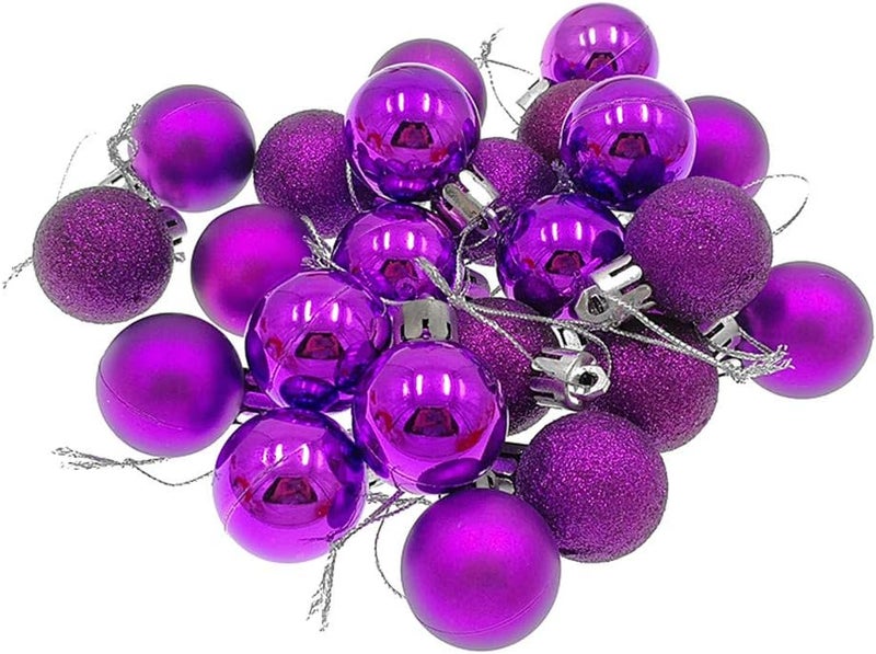 ALIMITOPIA 24pcs Christmas Ball Baubles 1.2 inches Shatterproof Plastic Hanging Balls Pendant for Xmas Tree Decoration (Tiny Size;Purple) - Image 2
