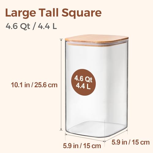 ComSaf 12 Gallon Wide Mouth Flour Sugar Storage Containers 2 Pcs 46 Qt Glass Storage Containers with Lids Large Pantry Glass Jar with Lid Big Jars for Rice Flour Sugar Cereal Cookie Coffee - Image 3