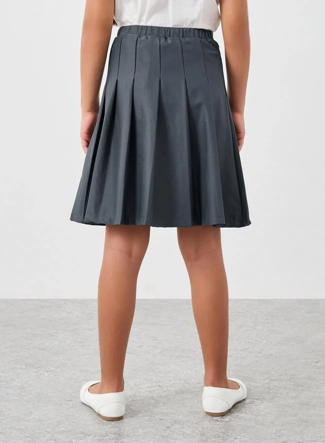 Styli Styli Girls Grey Pleated Flared Skirt