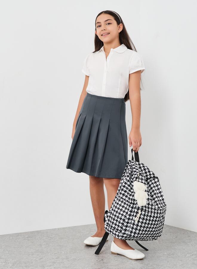 ستايلي تنورة بناتي رمادية مطوية واسعة - Image 2