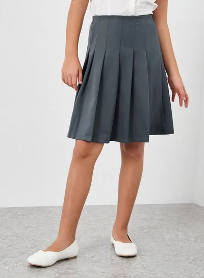 Styli Styli Girls Grey Pleated Flared Skirt