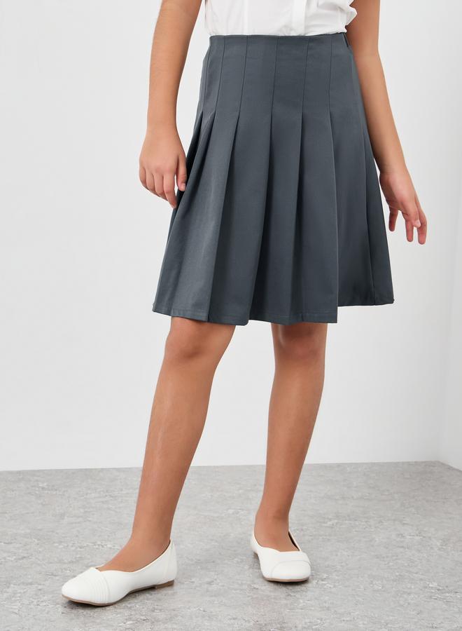 ستايلي تنورة بناتي رمادية مطوية واسعة - Image 1