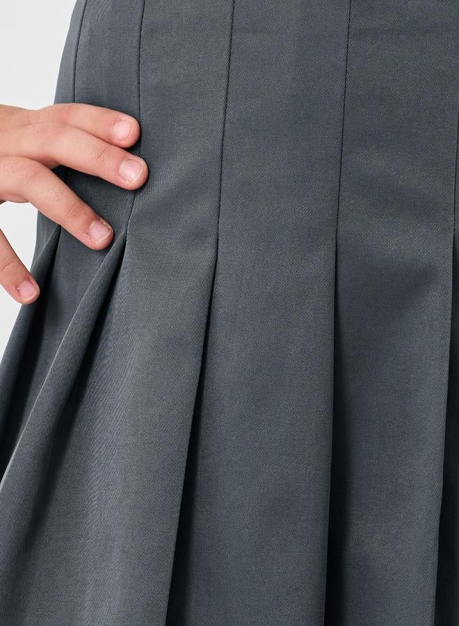 ستايلي تنورة بناتي رمادية مطوية واسعة - Image 3