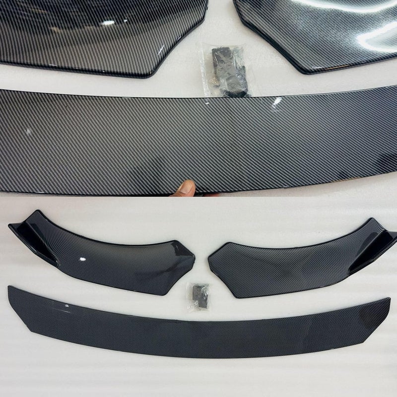 AUTO MT Body Styling-Body Kit Rear/Front 3PC 4PC Splitters & Spoilers Various Type of Fin Diffusers and 2PC Big Small Sides ABS Mirror Covers & Wheel Arches Car Accessories (3PC Carbon Splitter) - Image 1
