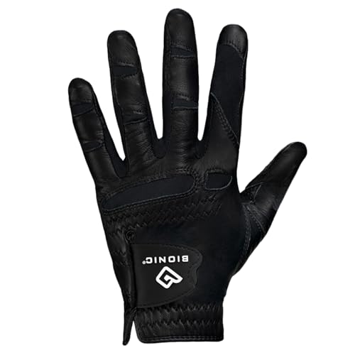Bionic Men's StableGrip with NaturalFit 2.0 Golf Glove with Dual Expansion Thumb for Best Fit - Premium Cabretta Leather… (Black, Large, Left) - Image 1