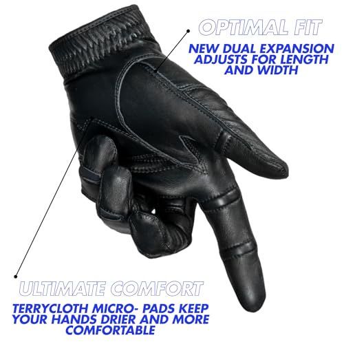 Bionic Men's StableGrip with NaturalFit 2.0 Golf Glove with Dual Expansion Thumb for Best Fit - Premium Cabretta Leather… (Black, Large, Left) - Image 3