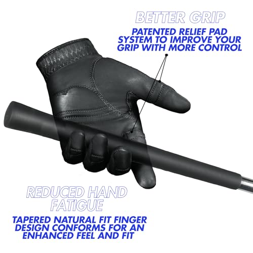 Bionic Men's StableGrip with NaturalFit 2.0 Golf Glove with Dual Expansion Thumb for Best Fit - Premium Cabretta Leather… (Black, Large, Left) - Image 4