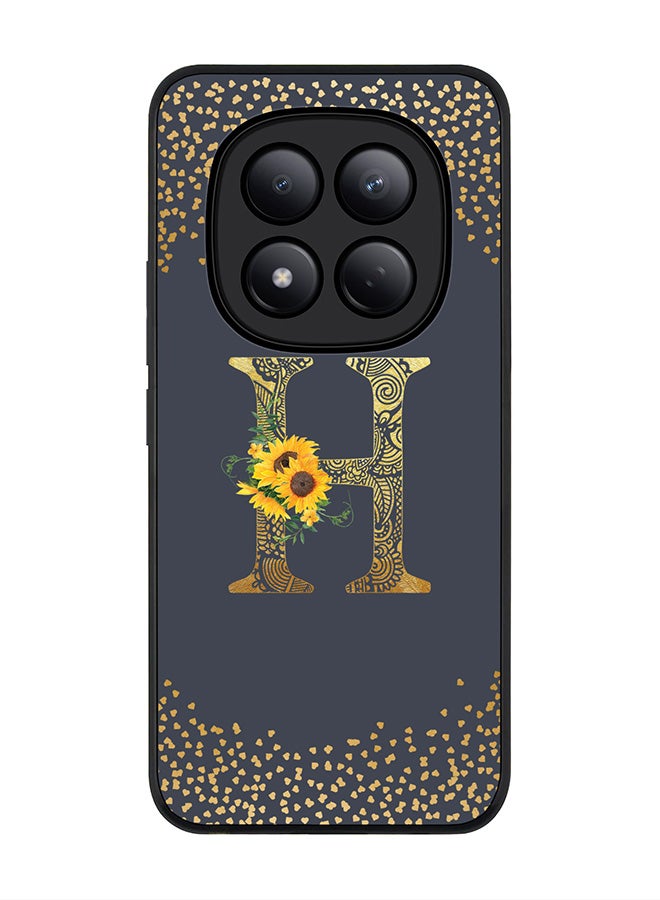 For Xiaomi Redmi Note 15 Pro 4G Case,Slim fit Camera Protection, Shockproof Thin Phone cover  - Custom Floral Monogram - H  (Grey )