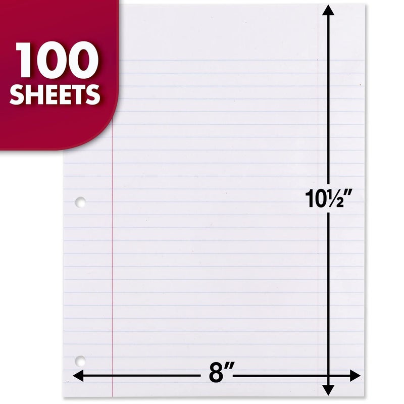 Mead Loose Leaf Paper, Wide Ruled Filler Notebook Paper, Reinforced, 8" x 10-1/2", 100 Sheets, Fits 3-Ring Binder (15006) - Image 2