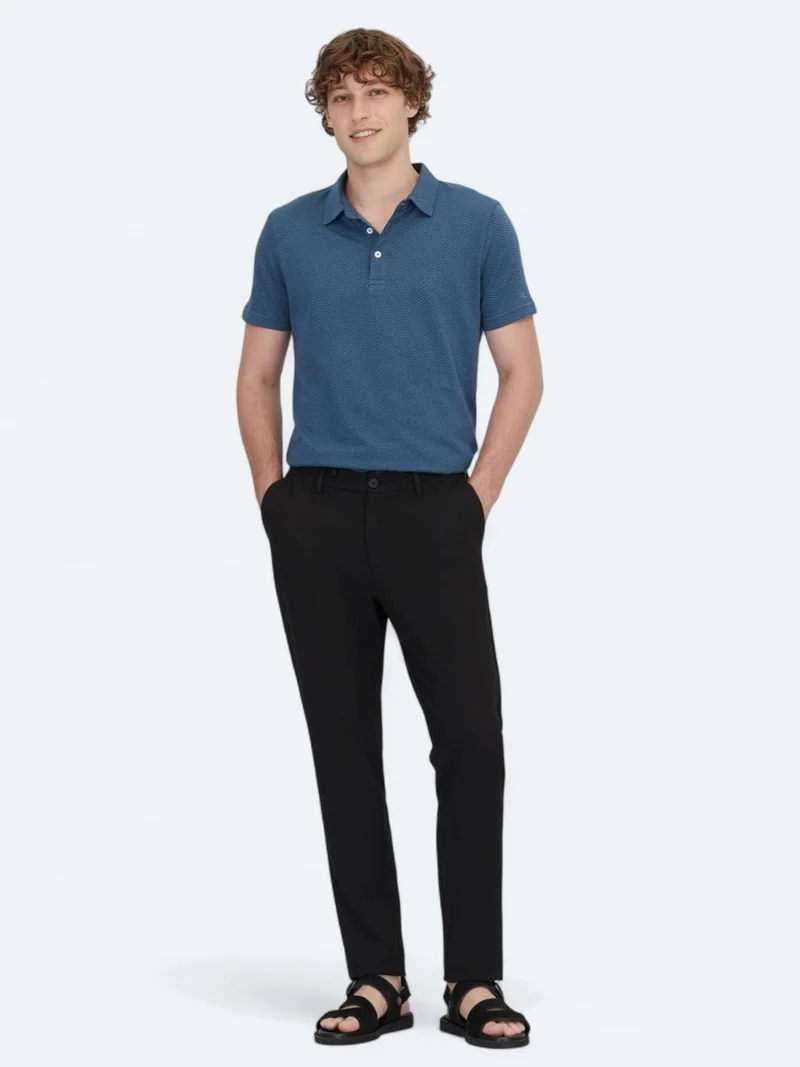 Kip Navy Blue Polo Neck 100% Cotton T-Shirt