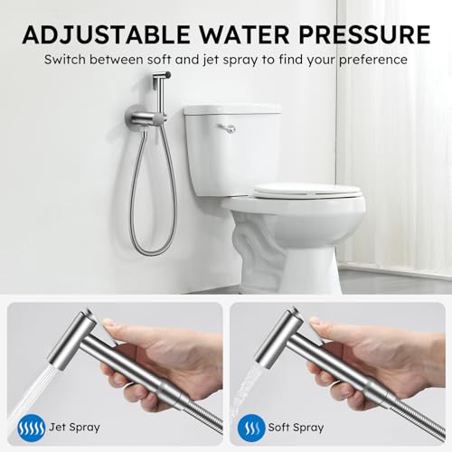 Arofa Built-in Hot and Cold Bidet Sprayer for Toilet, Warm Water Bidet with Adjustable Water Pressure, Dual Control Mode Toilet Sprayer with Toilet Hose for Feminine Wash, Wall Mounted - Image 5