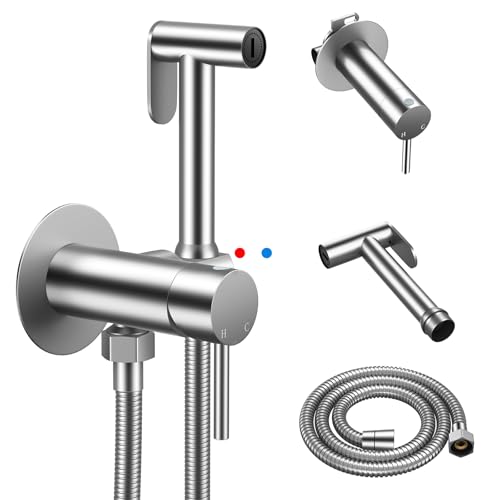 Arofa Built-in Hot and Cold Bidet Sprayer for Toilet, Warm Water Bidet with Adjustable Water Pressure, Dual Control Mode Toilet Sprayer with Toilet Hose for Feminine Wash, Wall Mounted - Image 1