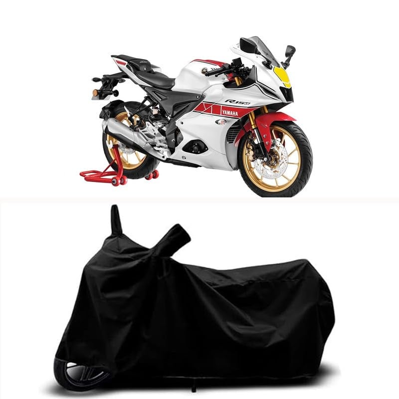 RABABLI Bike Body Cover Compatible with Yamaha R15 V4 with All Variants Scratch-Proof, Buckle Belt – Rain, UV & Dust Resistant Windproof & All-Weather Shield (Black Color) - Image 1