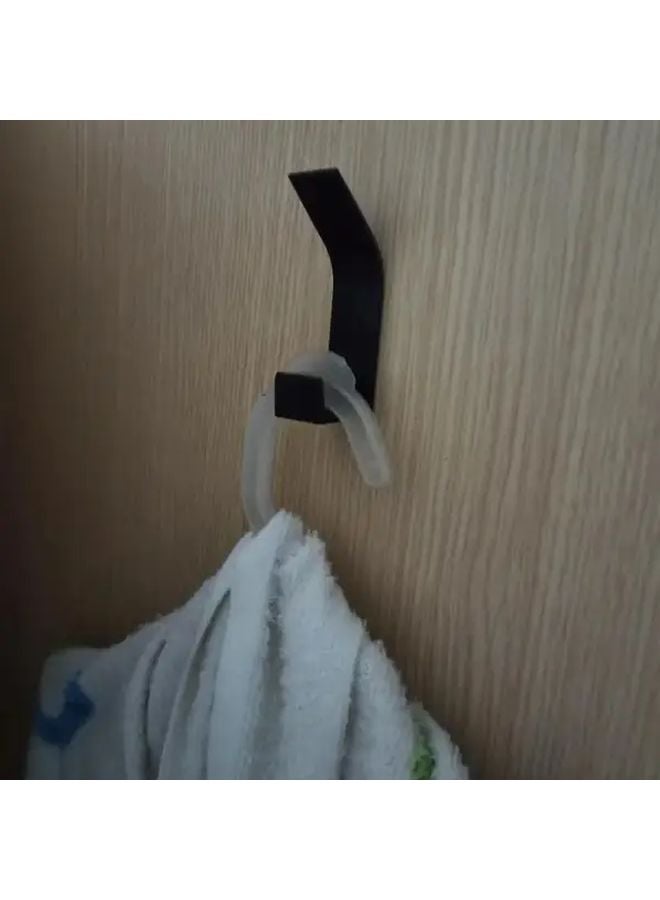 8 قطع خطاف باب لاصق أسود بدون حفر متعدد الأغراض ثقيل التحمل للمناشف - Image 2