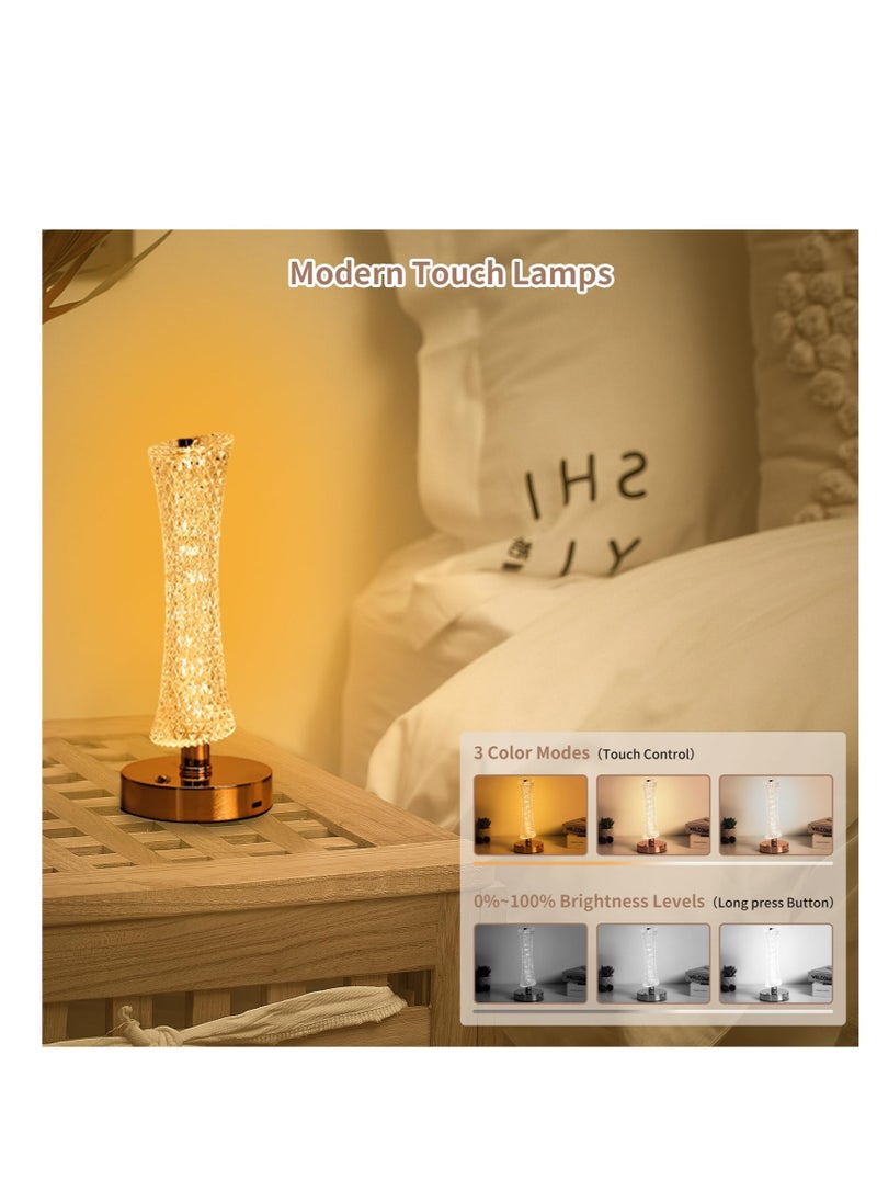 Excefore Tower Cordless Lamp, Led Magic Night Light, Small Led Table Lamp, Crystal Battery Operated Lamp, 3 Color Modes & Brightness Adjustable, For Bedroom Kids Girls Teen Room Decor  - Image 2