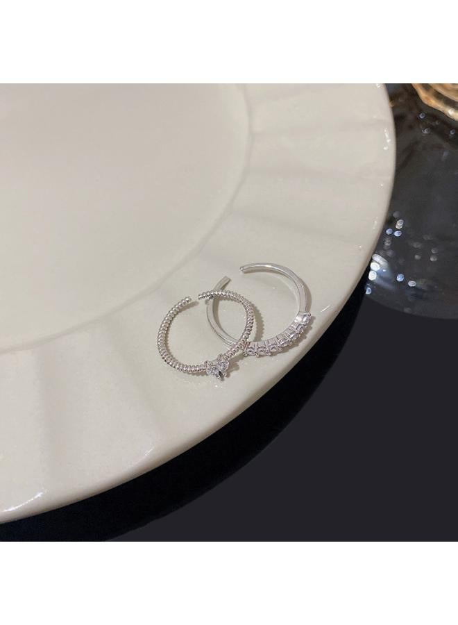 Trendy Suit Ring Female Retro Niche Personality Pearl Ring Ring Cold Style High Sense Hand Jewelry