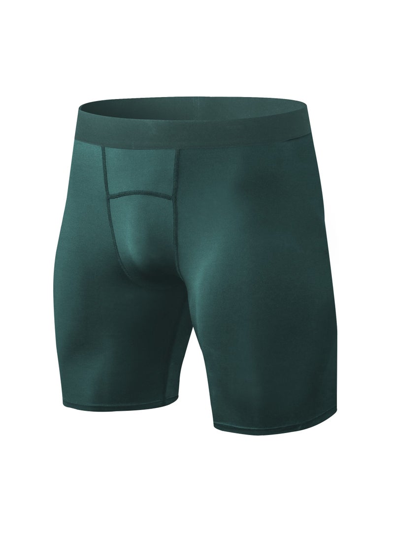 Loquat - Men Quick Dry Breathable Elastic Shorts Dark Green - Image 1
