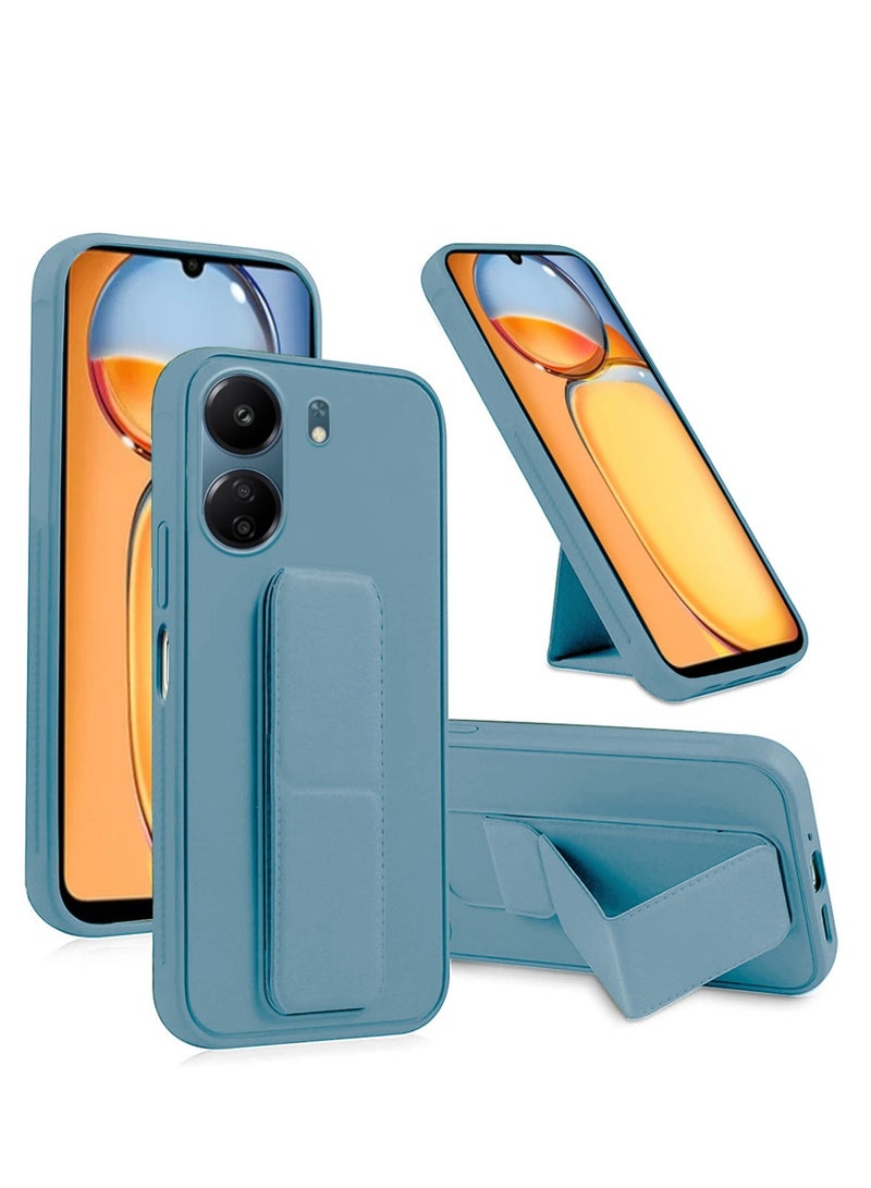 Techie حافظة يد مغناطيسية آمنة من السيليكون الفاخر مع قاعدة قابلة للطي لهاتف Xiaomi Redmi 13C 4G - أزرق باهت - Image 1