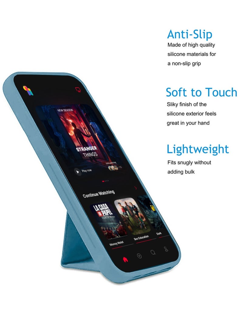 Techie حافظة يد مغناطيسية آمنة من السيليكون الفاخر مع قاعدة قابلة للطي لهاتف Xiaomi Redmi 13C 4G - أزرق باهت - Image 5