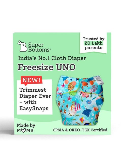 New Uno Freesize Cloth Diaper ; Cloth Diaper For Babies 3M To 3Y ; Washable & Reusable Cloth Diaper ; Comes With Cloth Diaper Insert ; 1 Diaper And 1 Organic Cotton Soaker
