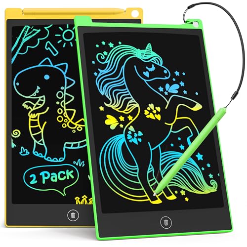 TECJOE 2 Pack LCD Writing Tablet 85 Inch Colorful Doodle Board Drawing Tablet for Kids Kids Travel Games Activity Learning Toys Birthday Gifts for 3 4 5 6 Year Old Boys and Girls Toddlers - Image 1