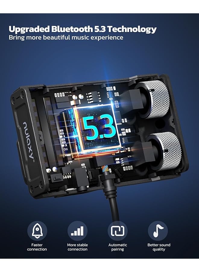 كاست ويف محول سيارة بلوتوث 5.3، جهاز إرسال FM للسيارة مزود بفتحة تهوية وإلغاء ضوضاء DSP، شاحن سيارة من النوع C Pd وQc3.0، راديو لاسلكي يدعم تعزيز الجهير والترددات العالية، أسود - Image 3