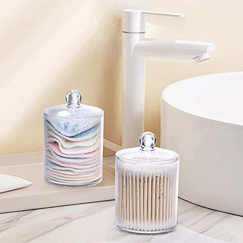 HOLLIO Cotton Swab Holder Dispenser for Cotton Ball Pads, Floss -15oz Qtip Apothecary Jar Set for Bathroom Canister Storage Organization, Vanity Makeup Organizer (2, Transparant) - Image 3