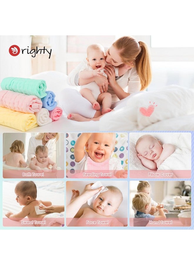 Orighty Muslin Baby Washcloths Pack of 6 - Soft Face Cloths for Newborn, Absorbent Baby Bath and Face Towels, 100% Cotton Babies Wipes, Burp Cloths, Feeding Towels for Babies and Infants - 10 x 10’’ - Image 2