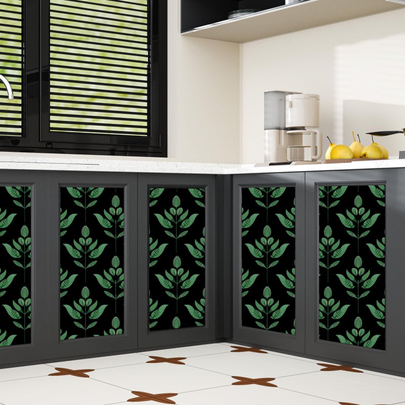 BOKEBEVE Black Green Leaf Wallpaper Peel and Stick Dark Vintage Floral Contact Paper Modern Renter Friendly Wall Paper for Closet Accent Wall Pantry Laundry Room Removable 17.5 x 118In - Image 4