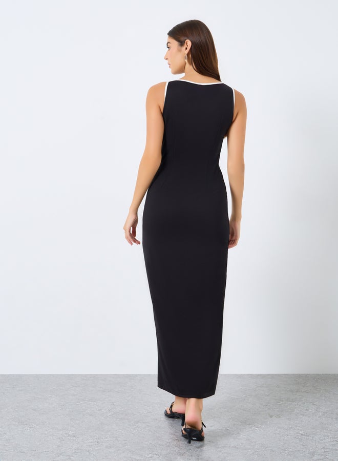 Styli Plain Sleeveless Sheath Maxi Dress - Image 5