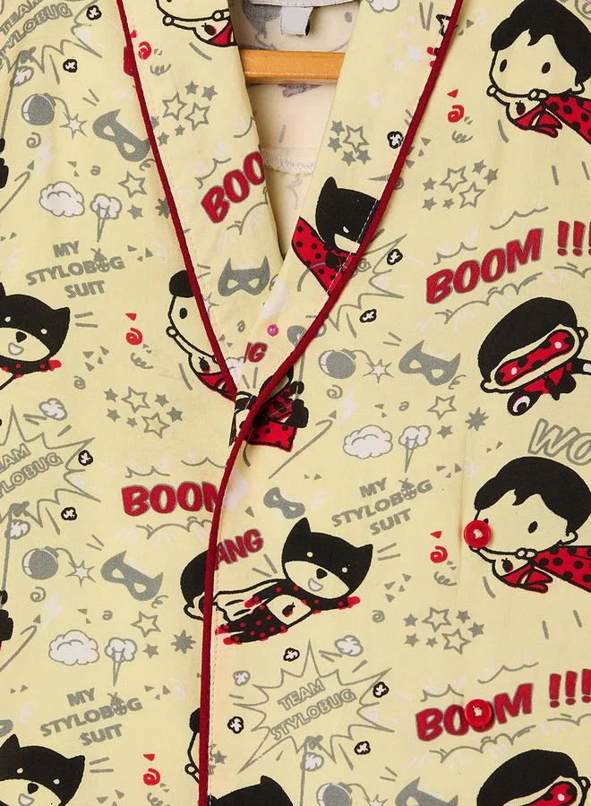ستايلو بج Super Hero Graphic Print Shirt & Pyjama Set by Styli