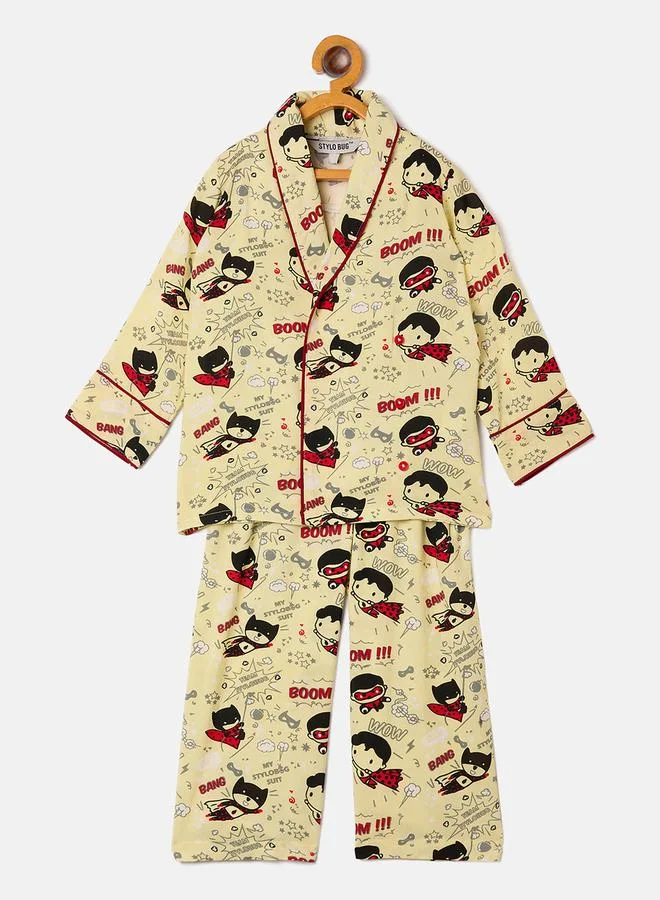 ستايلو بج Super Hero Graphic Print Shirt & Pyjama Set by Styli