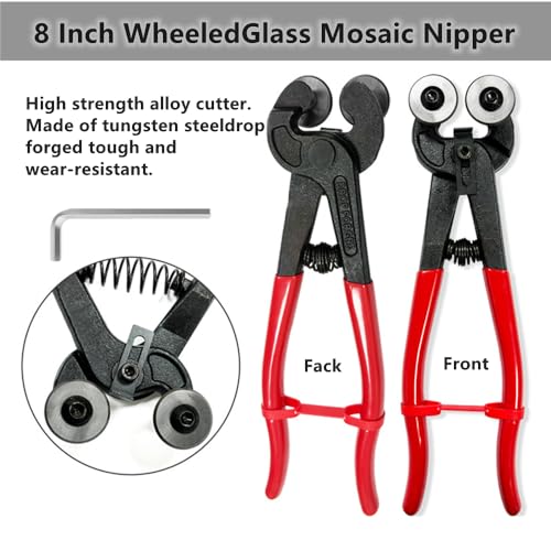 Sclwlkeyxgs Heavy Duty Wheeled Glass Mosaic Nipper Hd Ceramic Tile Nipper Tile Cutter Pliers Softgrip Handle Shapping Plier Nipper Cutting Tools Stone Metal 8 Inch - Image 3