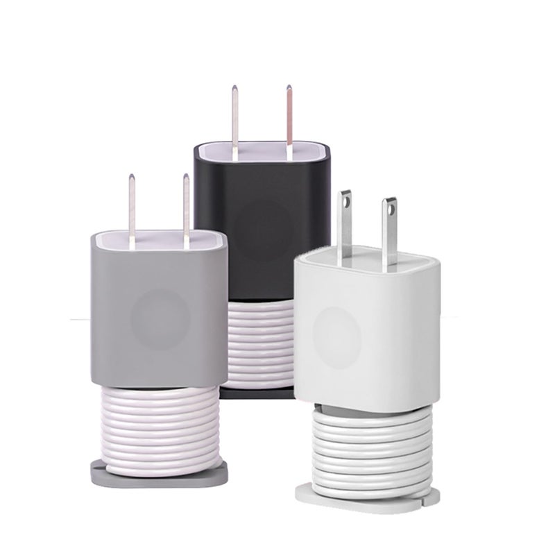 iLulala 3pcs 2 IN 1 Silicone Charger Protector with Cord Wrap, Silicone Power Adapter Case for iPhone, Snapback Charger Winder Compatible with 18W/20W Charger, 1.65 x 1.1 inches (Charger not Included) - Image 1