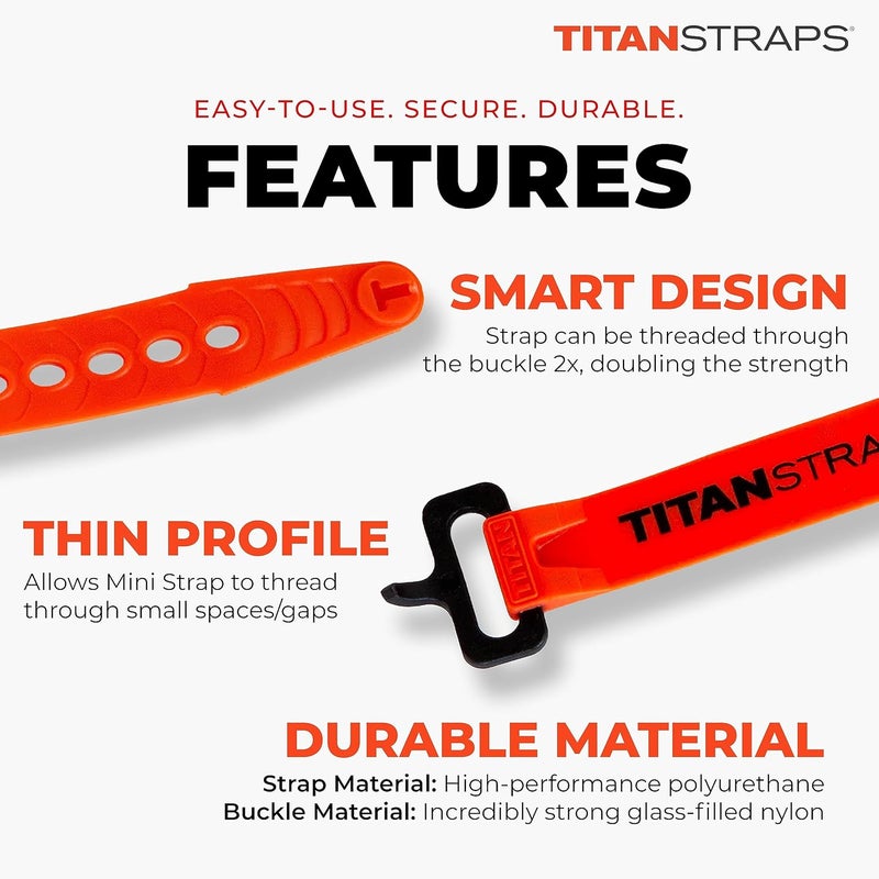 TitanStraps Titan Utility Straps – Mini Straps Set for Organizing Cables, Arts & Crafts, and Fishing Rods (6" Length / 4-Pack, Fire) - Image 3