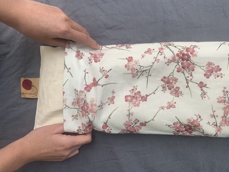 Hot Cherry Cervical/Rectangular Pillow, Natural Denim, w/Cherry case Cherry Pit-Stone, Hot/Cold, Moist Heat Pack, Pain Relief, Microwavable-Washable - Image 2