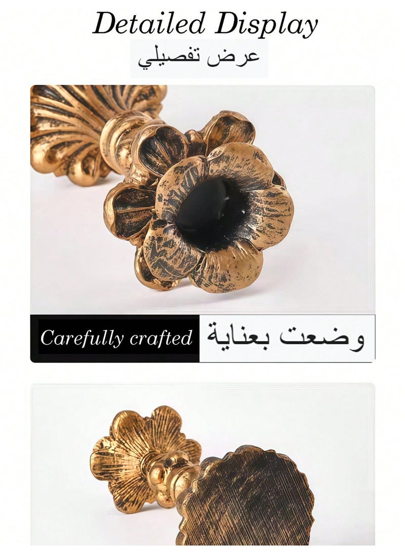 حامل شموع/حامل شموع برونزي، حامل شموع بتصميم قوطي فرنسي عتيق بتصميم زهري عتيق على طراز عتيق وحنين للديكور المنزلي، قطعة مركزية للمائدة، ديكور زفاف عتيق بسيط، أفضل هدايا عيد الأم، هدايا أعياد الميلاد، هدايا الأعياد - Image 2
